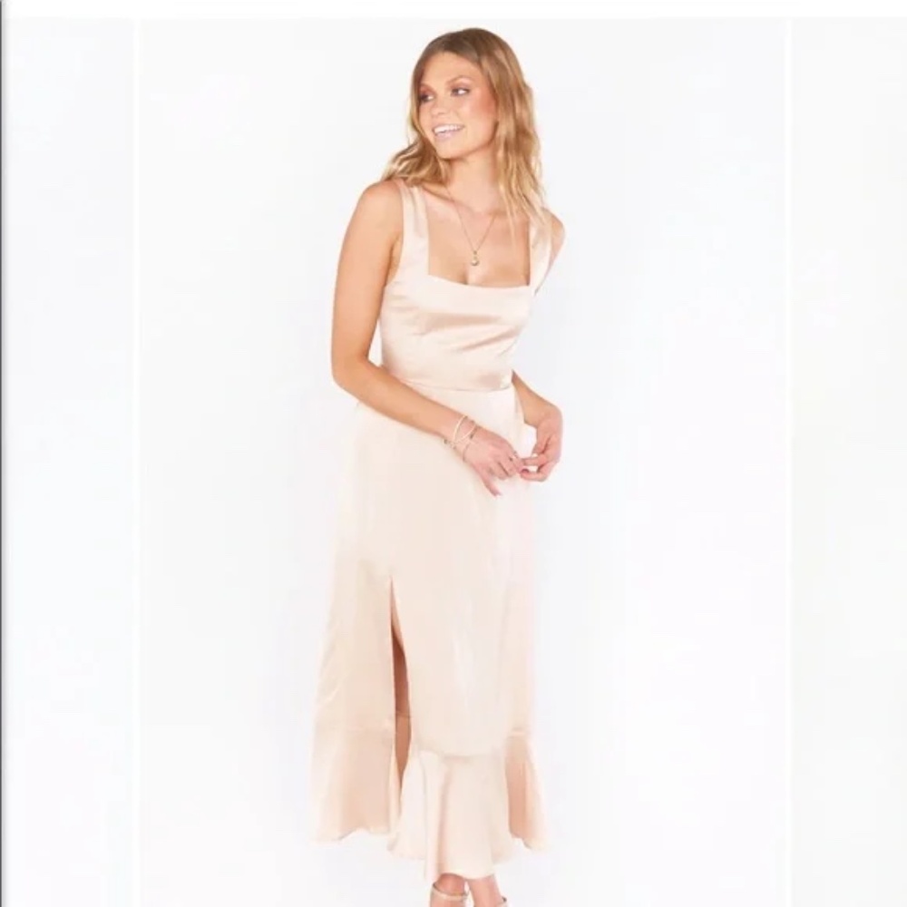 NWT Show me your Mumu Claire Midi Dress Show Me The Ring Luxe Satin